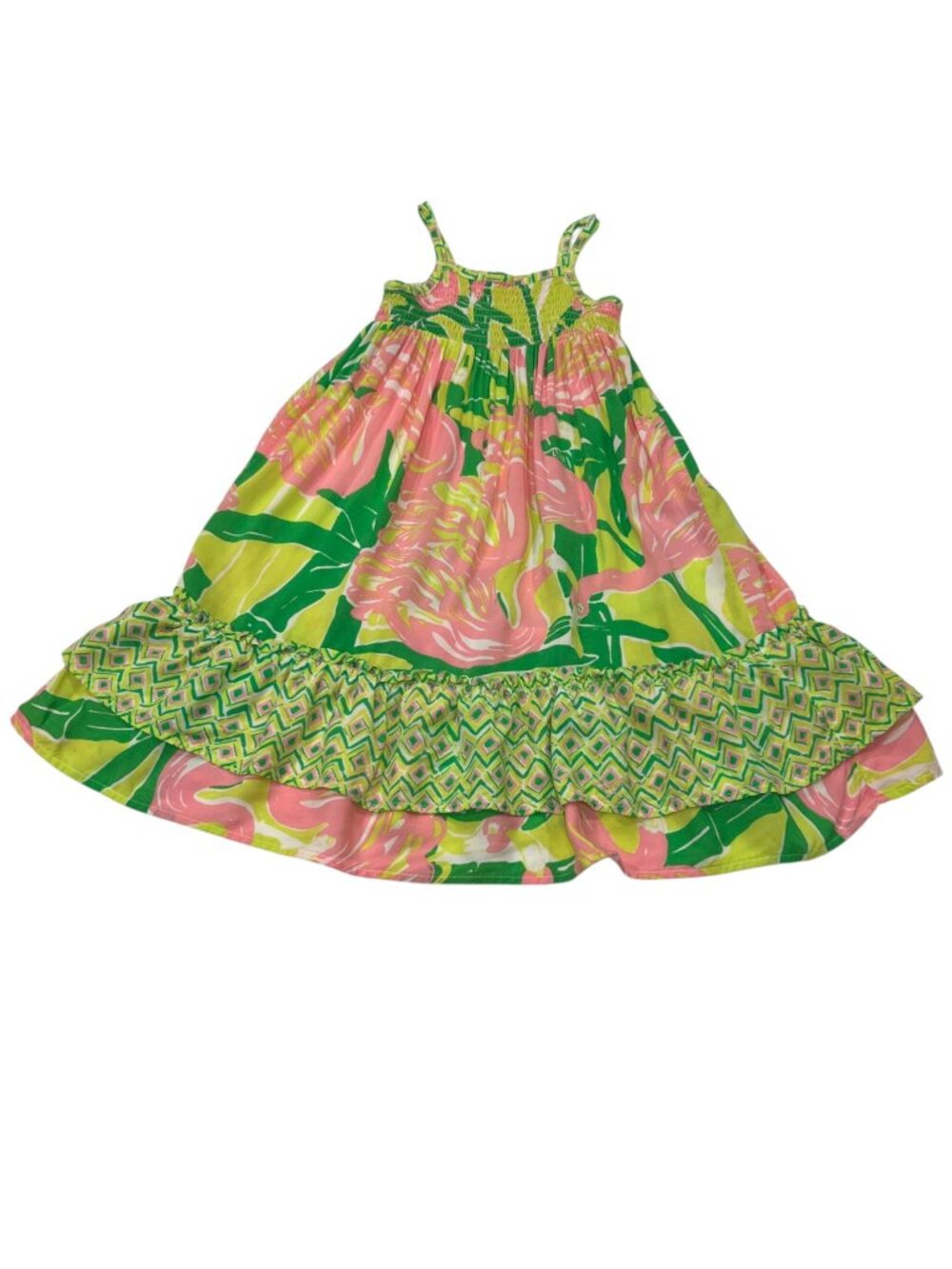 Lilly Pulitzer for Target Girl's Smocked Tropical Print Midi Maxi Dress, 2T